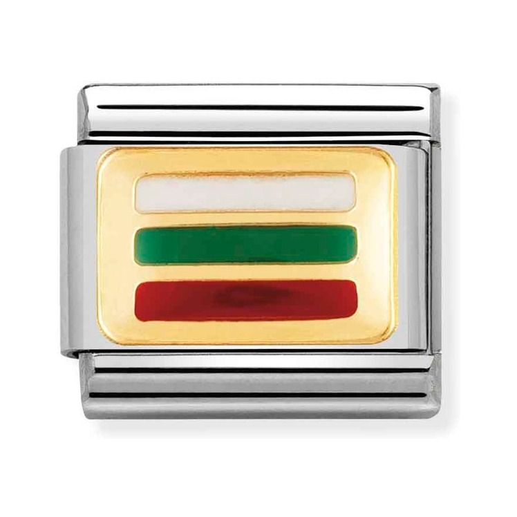 Nomination Composable Classic Charm Flagge Bulgarien - Edelstahl, Gold 750 Gelbgold, Emaille