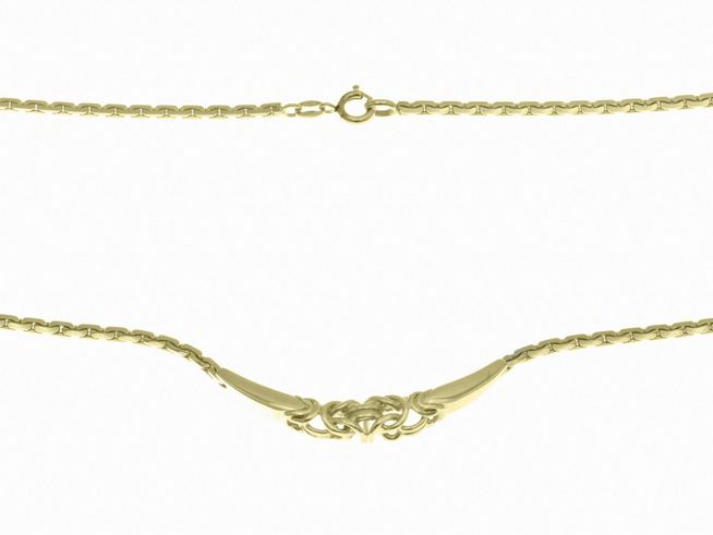 Collierkette mit Mittelteil 333 in Gelbgold, im eleganten Königsmuster, Länge 40 cm, von Juwelier Harnisch, zeigt ein filigranes Design und hochwertigen Glanz.