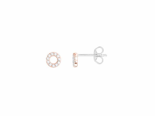 Xenox Sterling Silber Ohrringe XS3431RN in Roségold Vergoldung, runde Form mit funkelnden Steinen, eleganter Ohrschmuck für stilvolle Auftritte.
