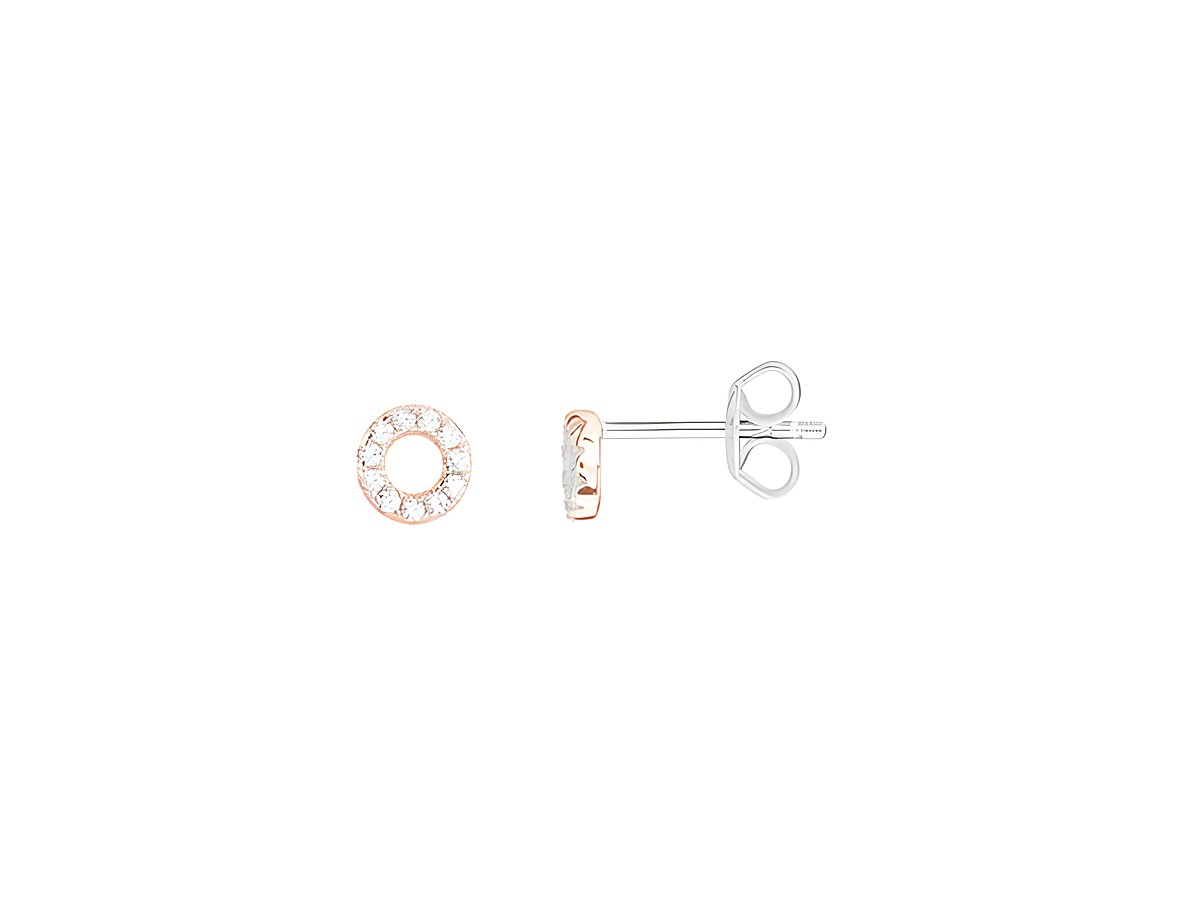 Xenox Sterling Silber Ohrringe XS3431RN in Roségold Vergoldung, runde Form mit funkelnden Steinen, eleganter Ohrschmuck für stilvolle Auftritte.
