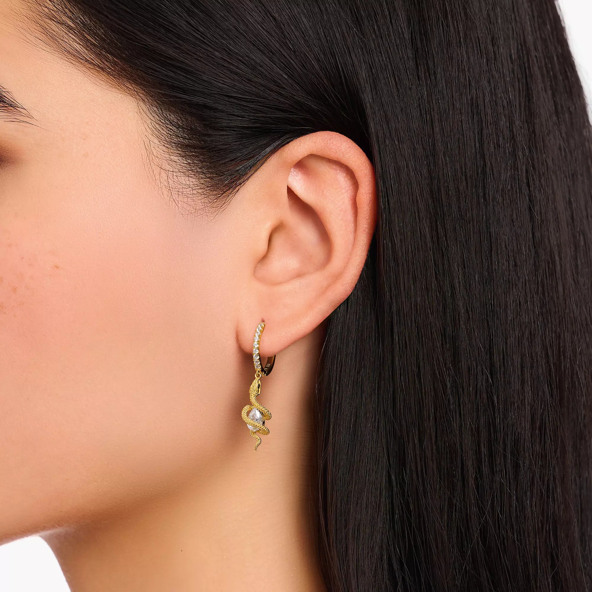 Thomas Sabo Kreuz & Schlange True Romance Creolen - Bunt - Silber + 750er Vergoldung + Lab Grown Saphir + Zirkonia - Bunt – Ansicht 4