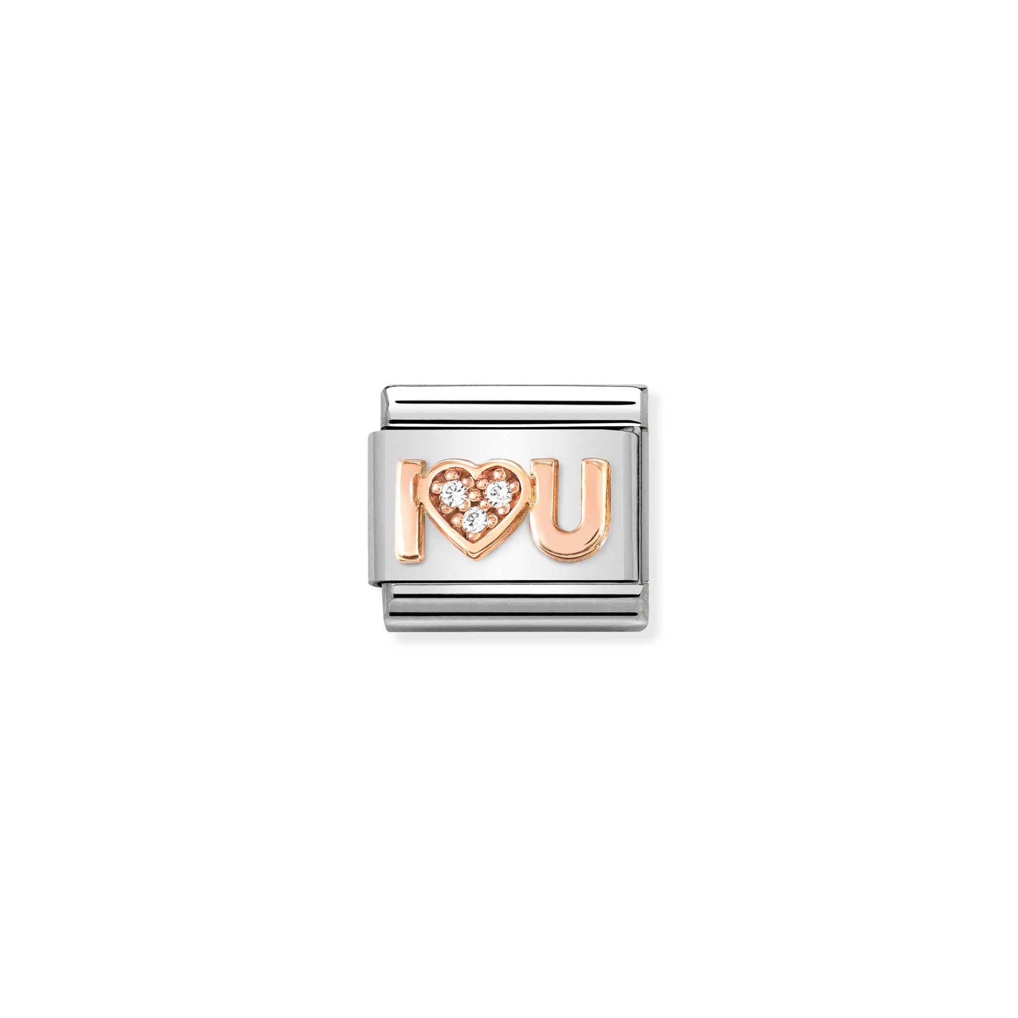 Nomination Composable Classic Charm I Love You - Edelstahl, roségoldfarben, Zirkonia