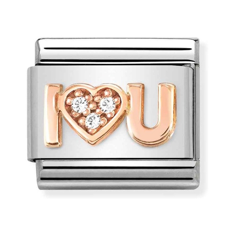 Nomination Composable Classic Charm I Love You - Edelstahl, roségoldfarben, Zirkonia