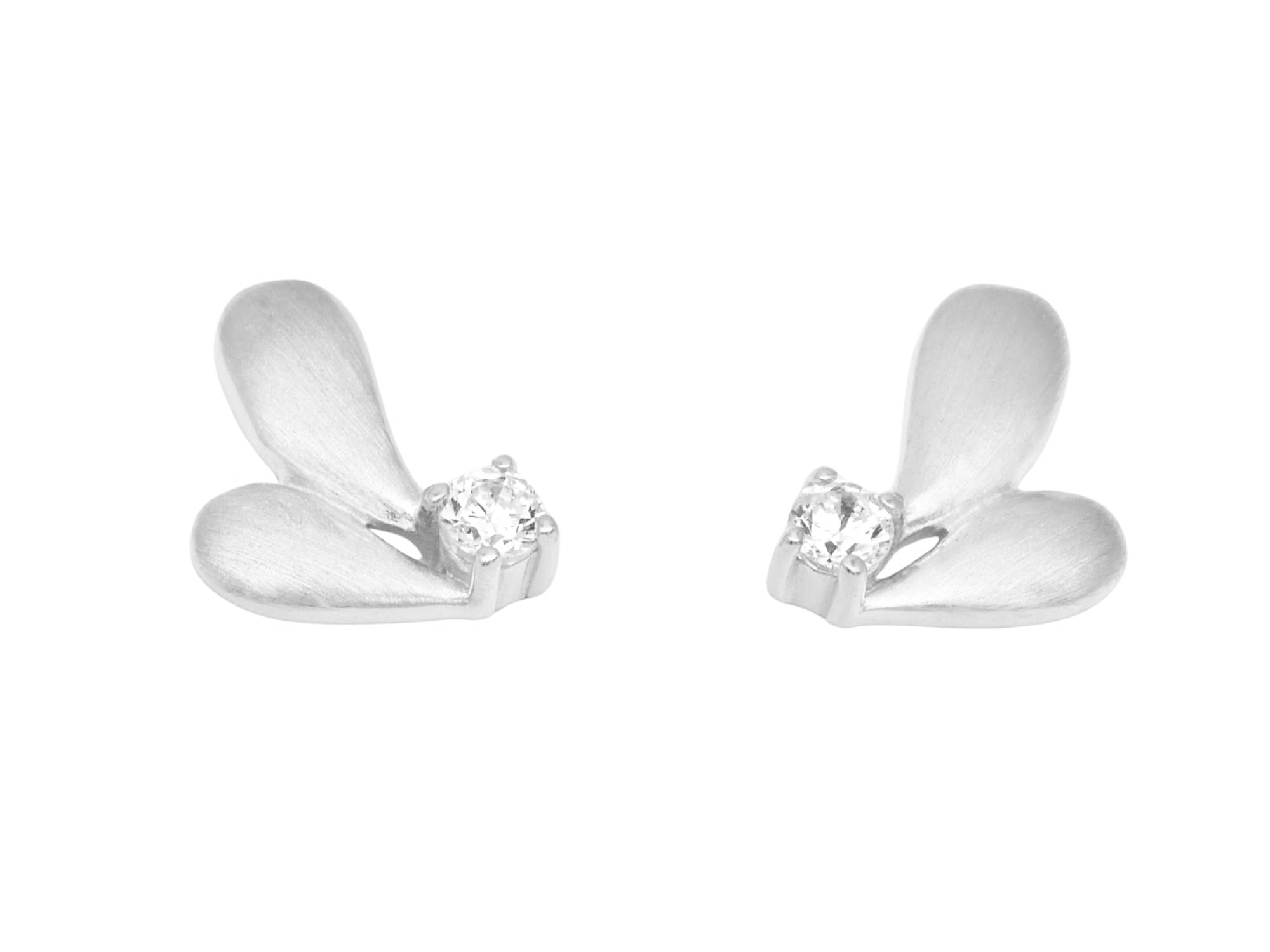 Ohrring Ohrstecker - Sterling Silber teilmattiert rhodiniert - Zirkonia