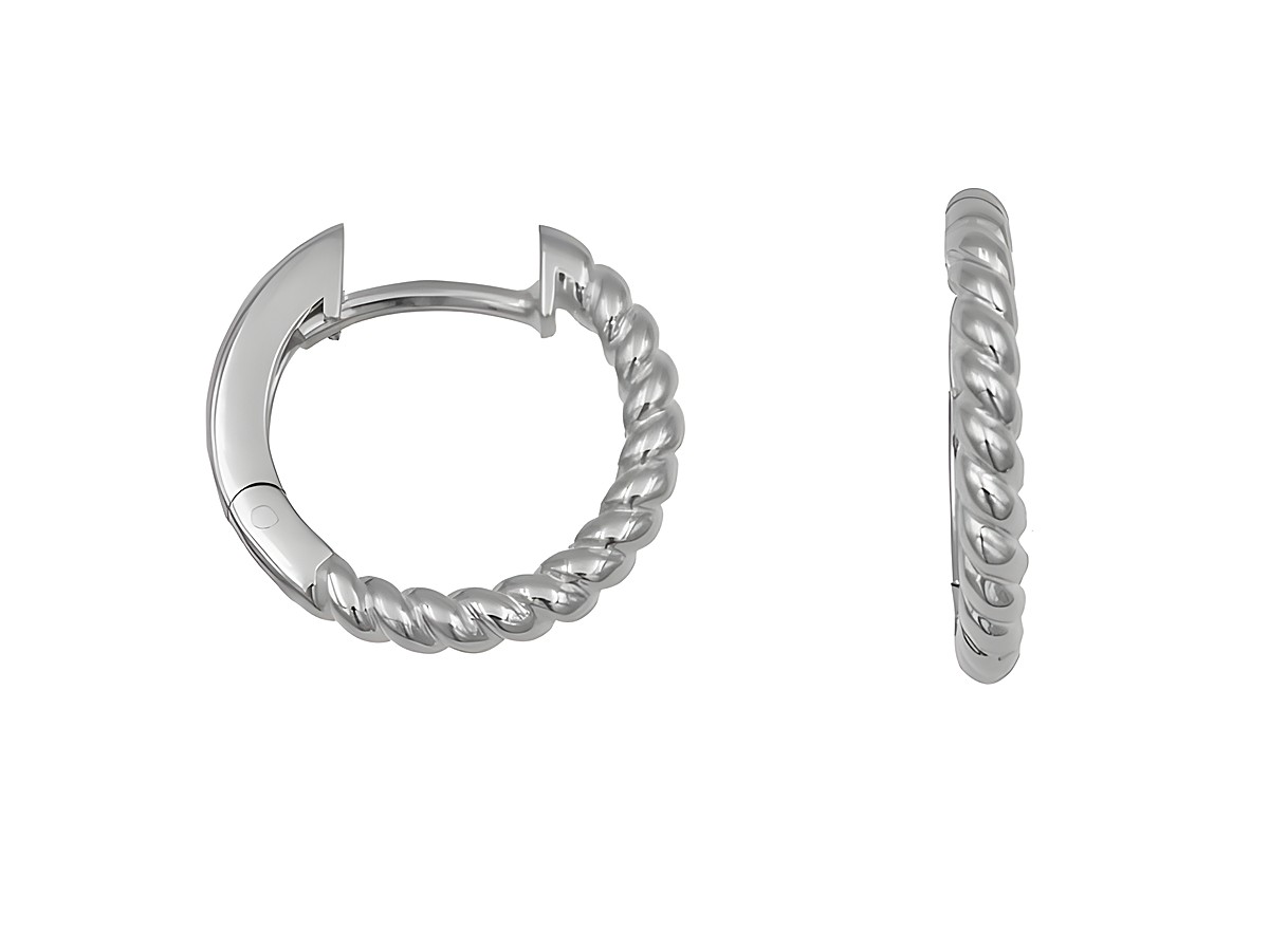 Creolen 1,7 cm aus rhodiniertem Sterling Silber, gekordelt, vom Hersteller Juwelier Harnisch, elegant und zeitlos mit einem Durchmesser bis 25 mm. Ideal für jeden Anlass.