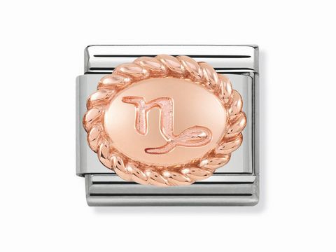 Classic Steinbock Sternzeichen OVAL Rosé von Nomination, elegante Brosche mit Roségold und zusätzlichem Detail in Silber, symbolisiert das Sternzeichen Steinbock ideal.