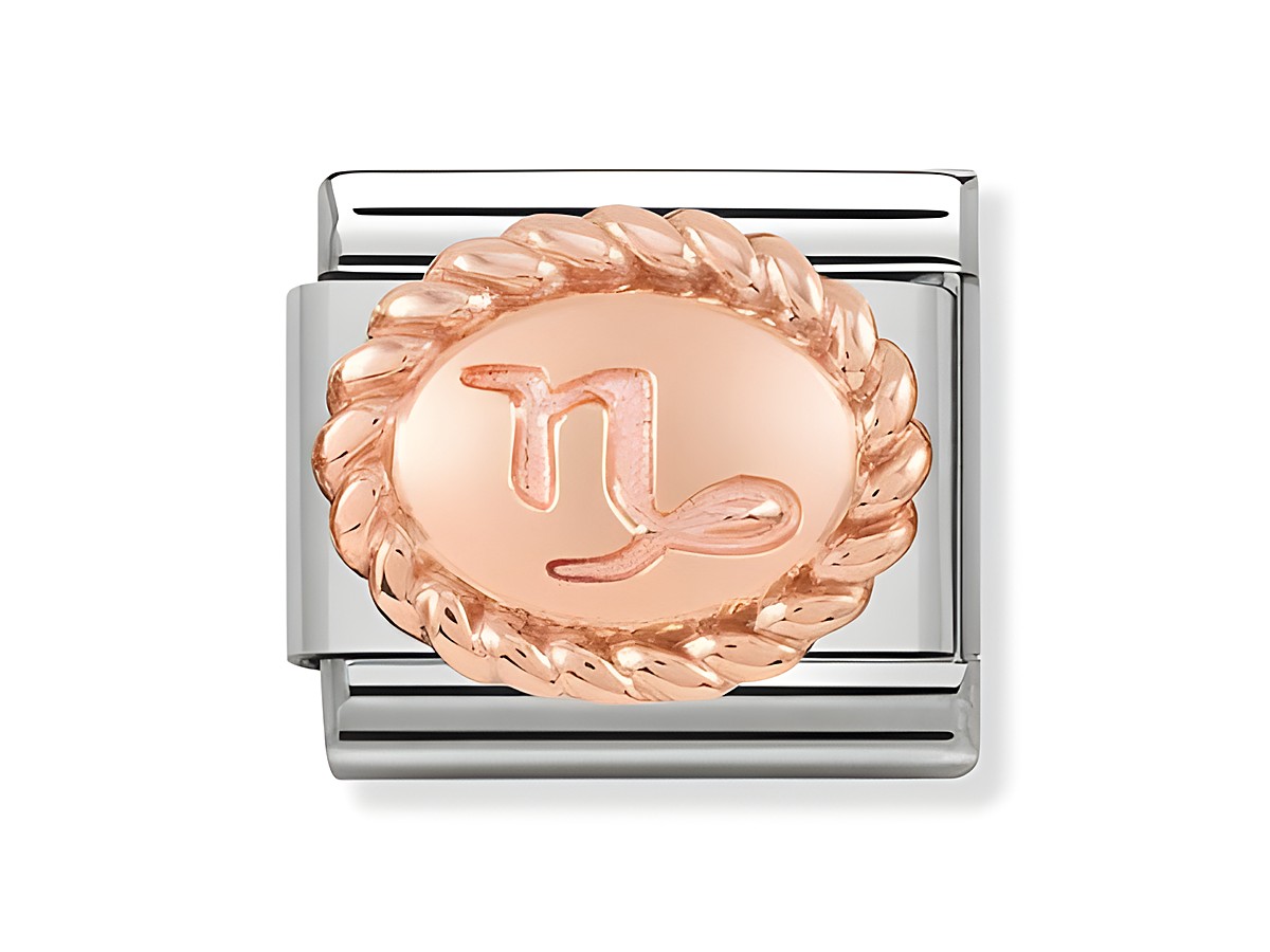 Classic Steinbock Sternzeichen OVAL Rosé von Nomination, elegante Brosche mit Roségold und zusätzlichem Detail in Silber, symbolisiert das Sternzeichen Steinbock ideal.