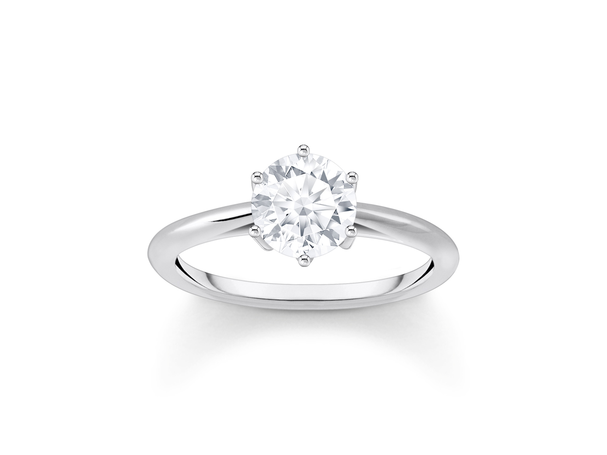 Weißer Thomas Sabo Ring aus Silber mit Zirkonia in Größe 50, elegant und zeitlos, ideal für besondere Anlässe oder den Alltag. Schmuckstück mit funkelndem Stein im klassischen Design.