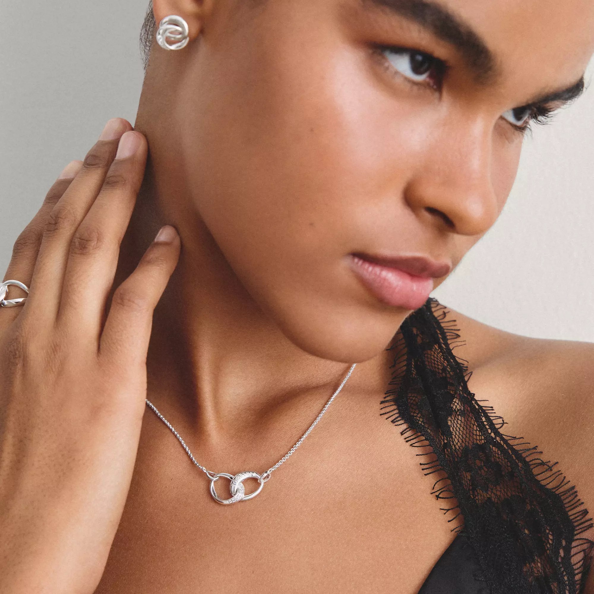 Thomas Sabo Kette Together mit weißem Zirkonia – Silber – verschlungene Ovale – 45 cm – Ansicht 5