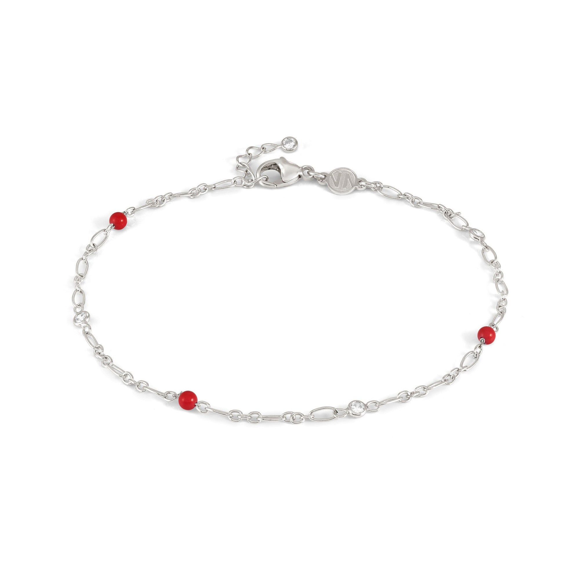 Nomination Anklets Fußkette Koralle - Silber 925 rhodiniert, Koralle rot, Zirkonia