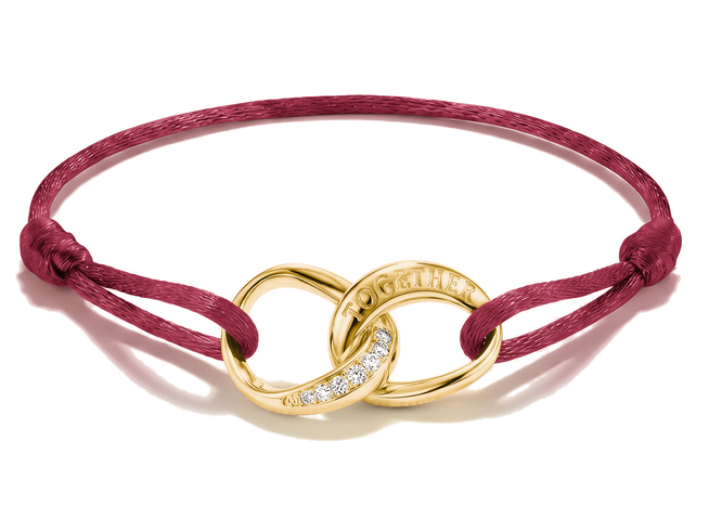 Thomas Sabo Together - A2236-M03-10-L24V Armband - 24 cm - 18K Gelbgold-Vergoldung & Textil - rot