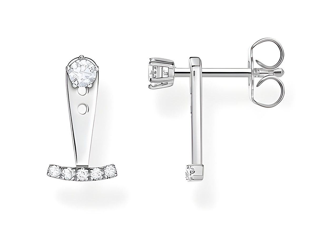 Ohrstecker aus Silber von Thomas Sabo mit klaren Zirkonia, Design in Form einer Ear Jacket, elegant und modern, perfekte Ergänzung für jeden Anlass.
