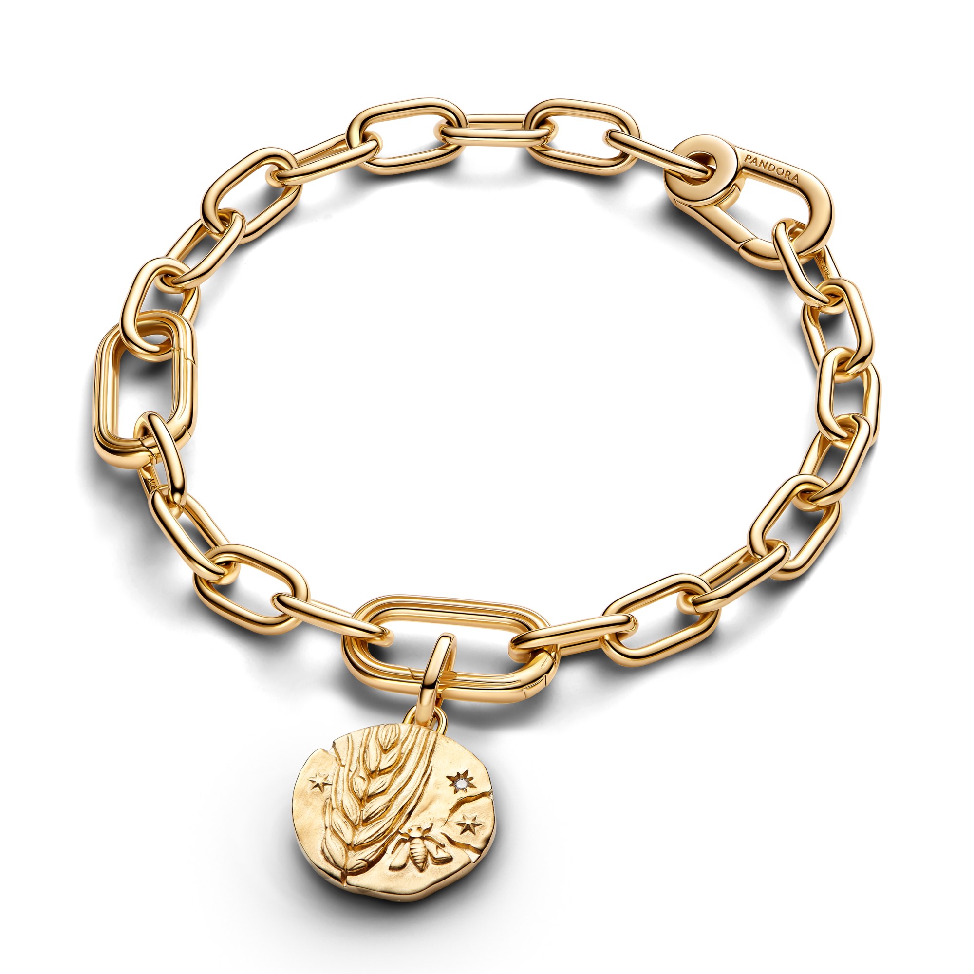 Pandora ME - Weizen Medaillon-Charm - Gelbgold Vergoldung - Zirkonia - 16 mm – Ansicht 3