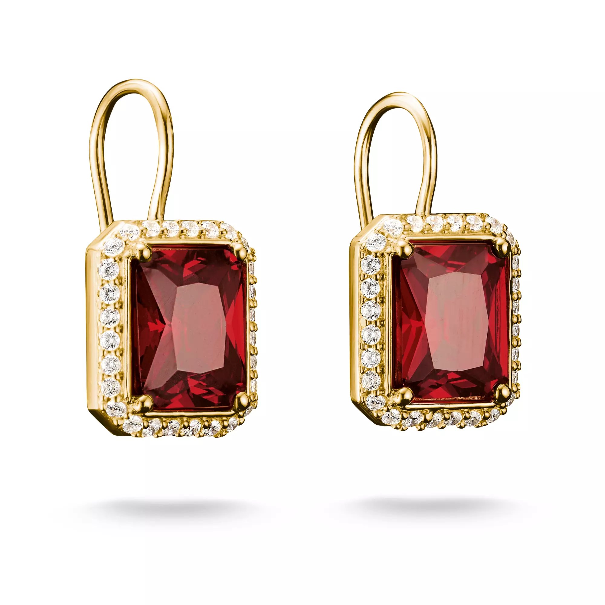 Thomas Sabo Ohrringe Rote Achteckige Steine 18k Vergoldung – ELYNDRA – Silber – Zirkonia – Ansicht 2