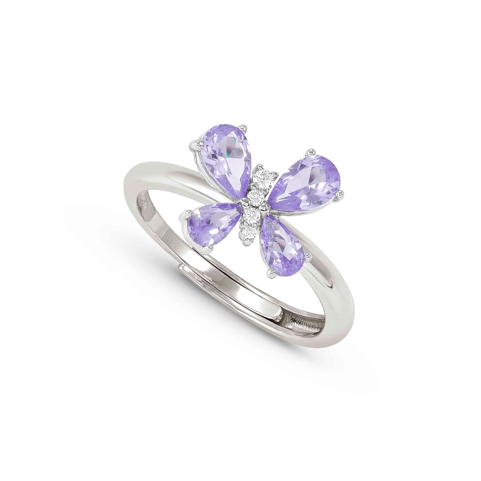 Nomination SHINE ME UP Ring aus Sterling Silber - Zirkonia - Schmetterling - Weiß - Lila - Gr. 51-59 verstellbar – Ansicht 2