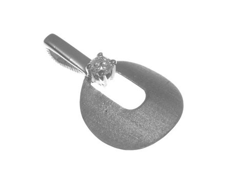45118-0 Gold Anhänger aus Weißgold mit Brillant 0,06 ct vom Juwelier Harnisch, elegant gestaltet mit matter Oberfläche und funkelndem Diamanten.
