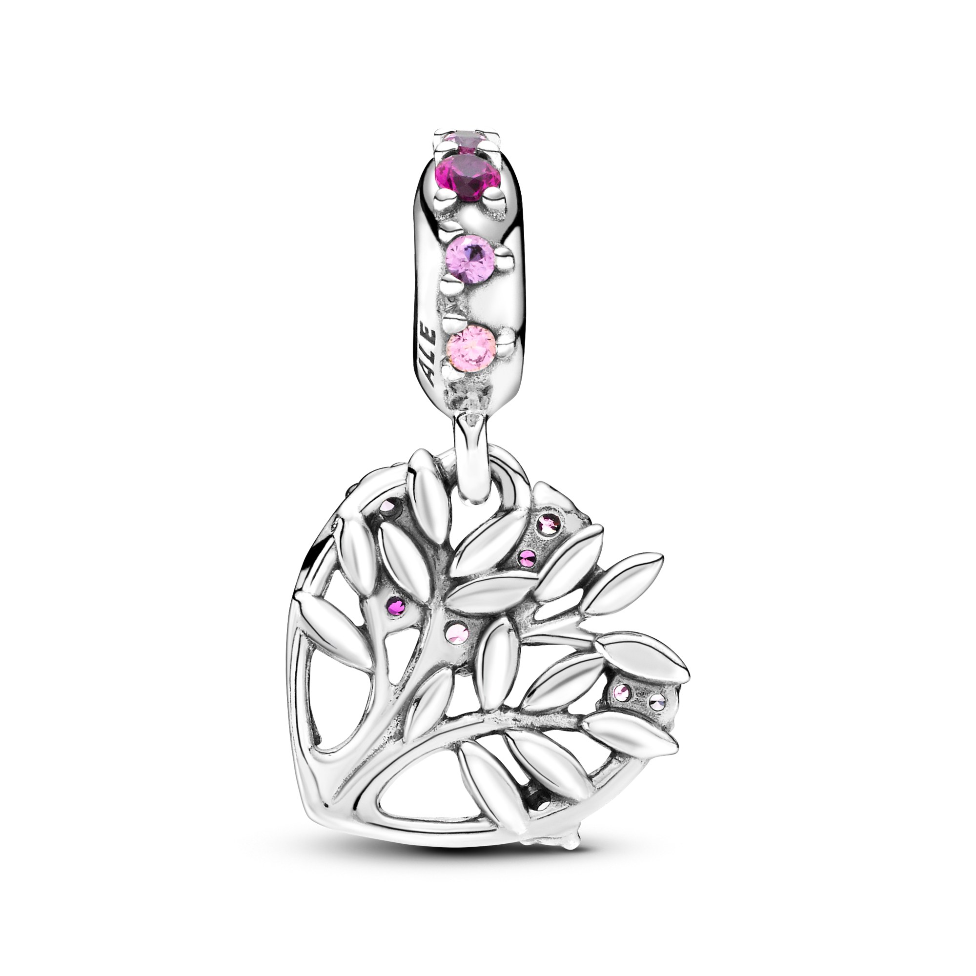 Pandora People - Charm - Rosa Herz Stammbaum - Silber - versch. Steine – Ansicht 3