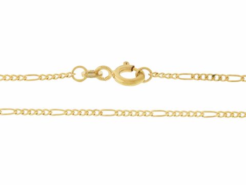 Figarokette 585 Gold mit einer Länge von 45 cm und einer Breite von 1,5 x 0,5 mm mit einem Federringverschluss des Herstellers Juwelier Harnisch.