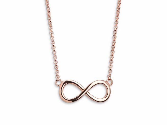 27000876-0 Xenox Sterling Silber Kette XS2763R in Roségold Vergoldung mit einem Infinity-Zeichen als Anhänger, 40-45 cm lange Ankerkette. Elegant und zeitlos, ideal für jede Gelegenheit.