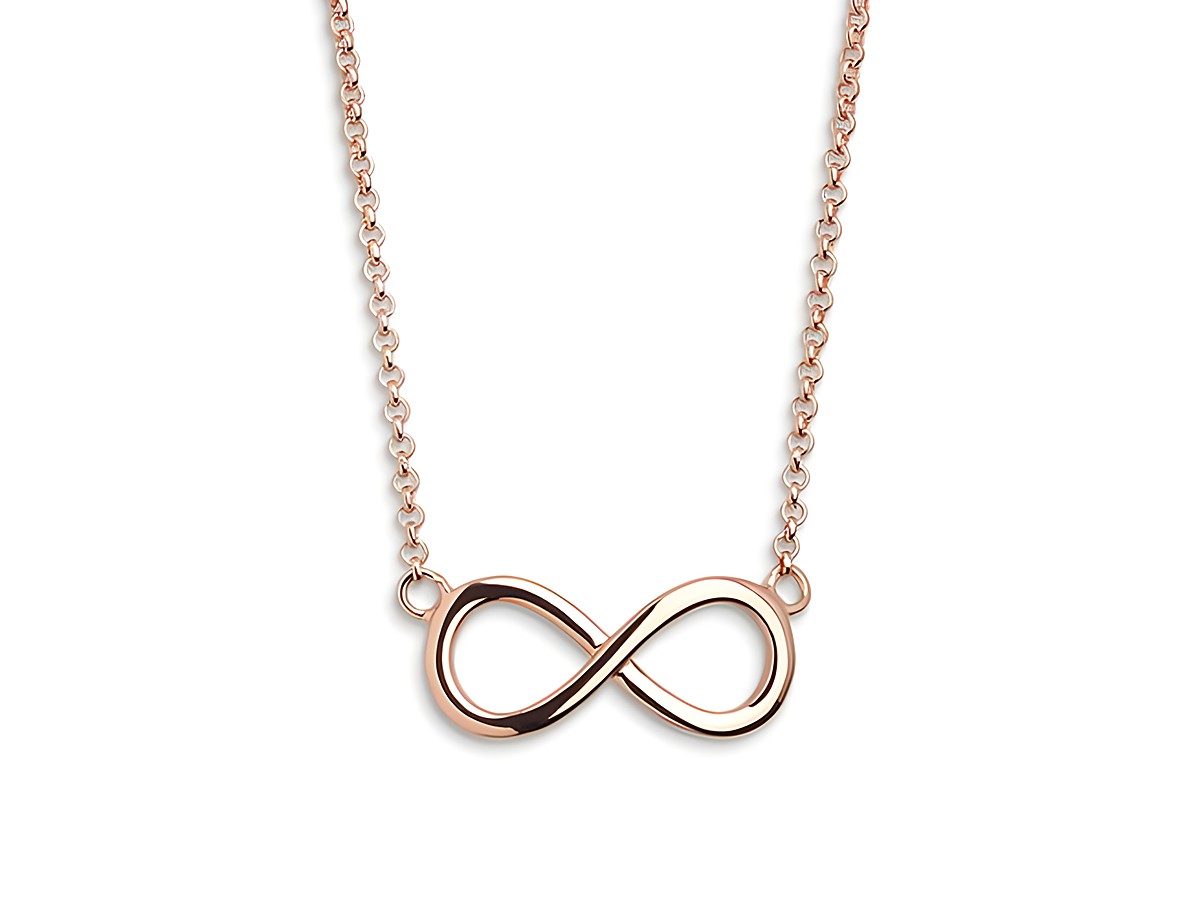 Xenox Sterling Silber Kette XS2763R in Roségold Vergoldung mit einem Infinity-Zeichen als Anhänger, 40-45 cm lange Ankerkette. Elegant und zeitlos, ideal für jede Gelegenheit.