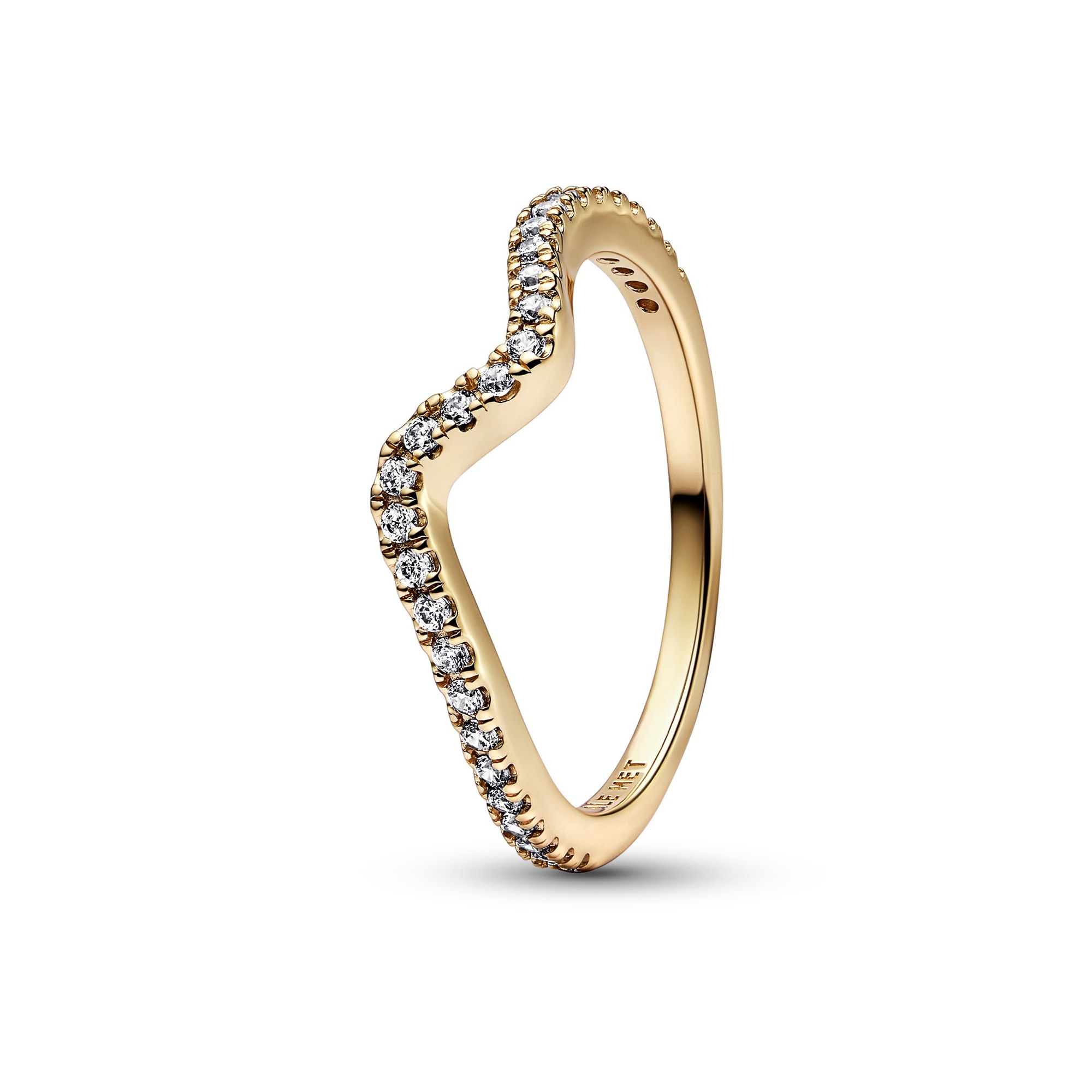 Pandora Ring - Funkelnder Wellenring - Gelbgold Vergoldung - Zirkonia