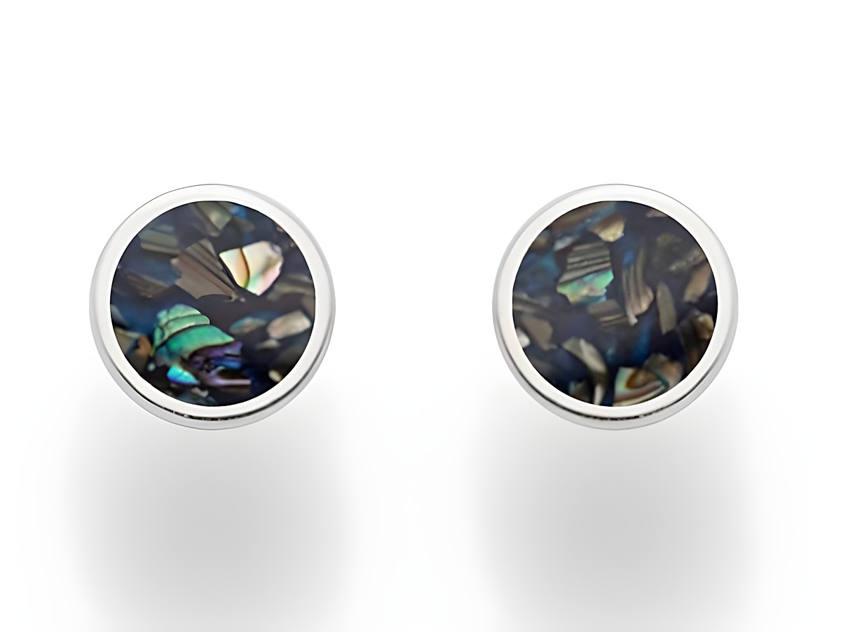 DUR Seeopal O5443 Ohrringe aus Sterling Silber in rhodinierten Mosaikdesign mit buntem Seeopal, zeitlos und elegant für jeden Anlass.