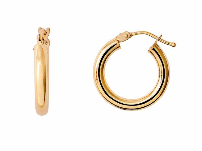 Gelbgoldene Creolen aus 585 Echtgold, poliert, von Xenox, Schmuckstück mit modernem Design und elegantem Erscheinungsbild, ideal für den täglichen Gebrauch oder besondere Anlässe.