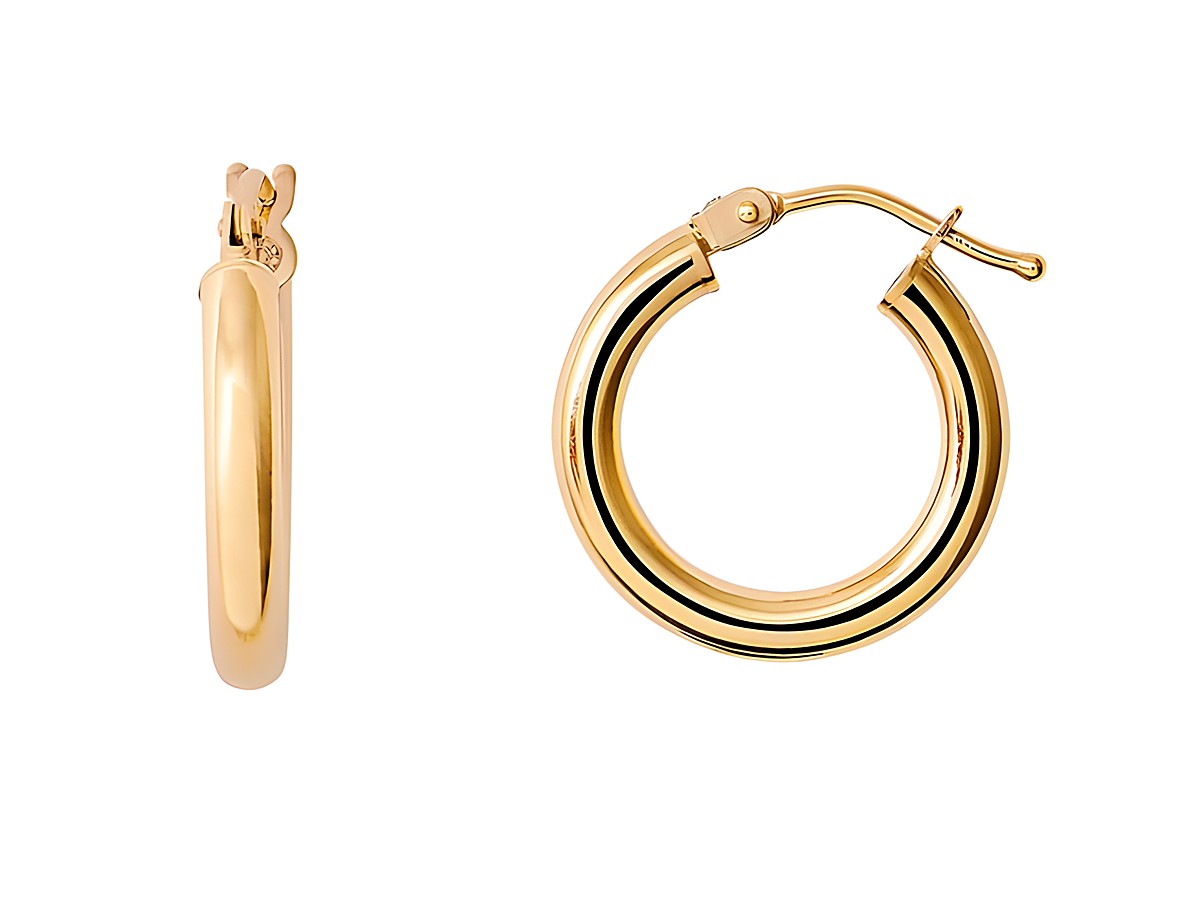 Gelbgoldene Creolen aus 585 Echtgold, poliert, von Xenox, Schmuckstück mit modernem Design und elegantem Erscheinungsbild, ideal für den täglichen Gebrauch oder besondere Anlässe.