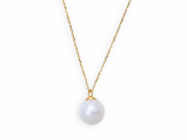 Xenox Gold Kette XG4301G mit einer Länge von 42 cm aus 375 Gelbgold und einer schimmernden Perle als Anhänger, elegant und zeitlos im Design.