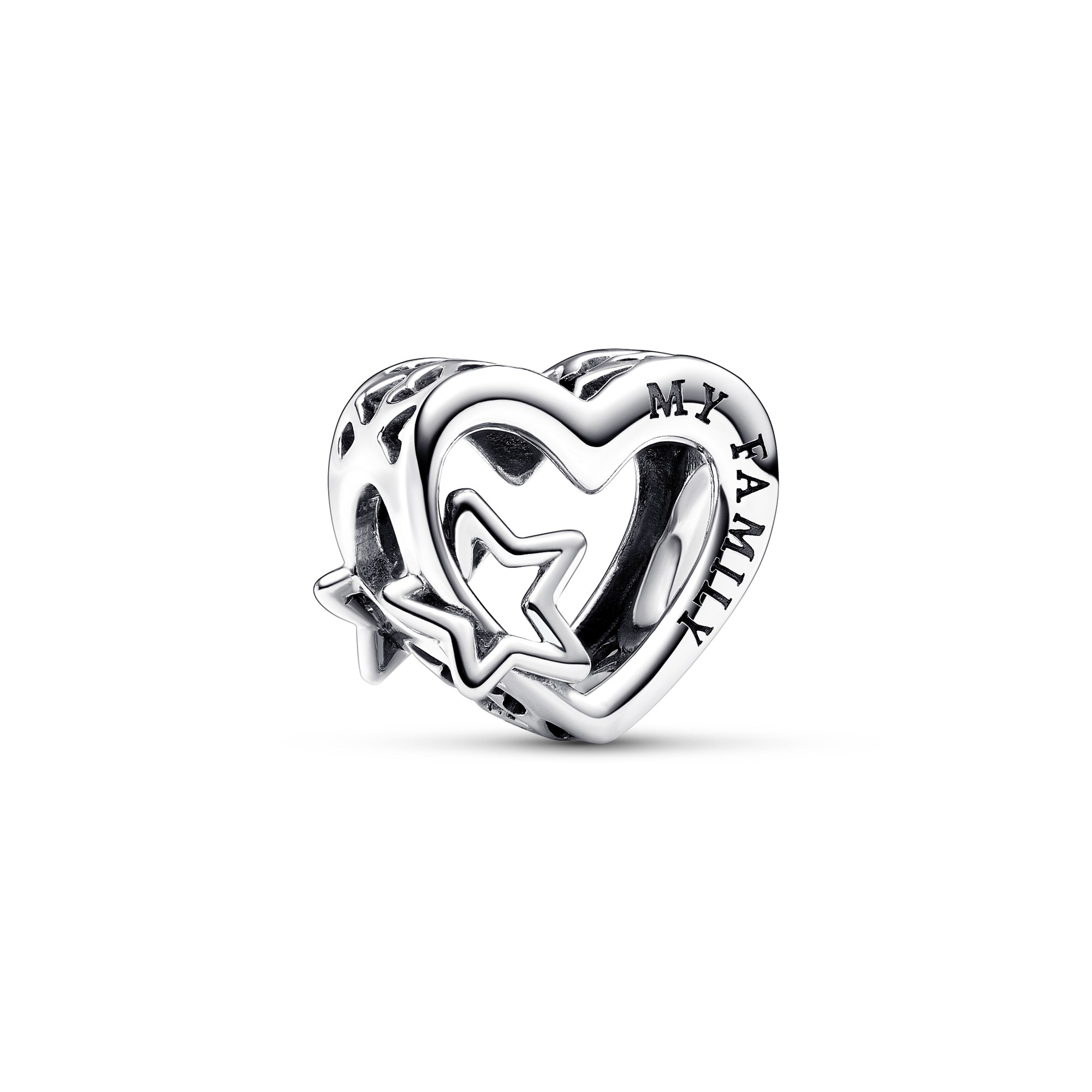 Pandora Offen gearbeitetes Familie Herz & Stern Charm - Sterling Silber