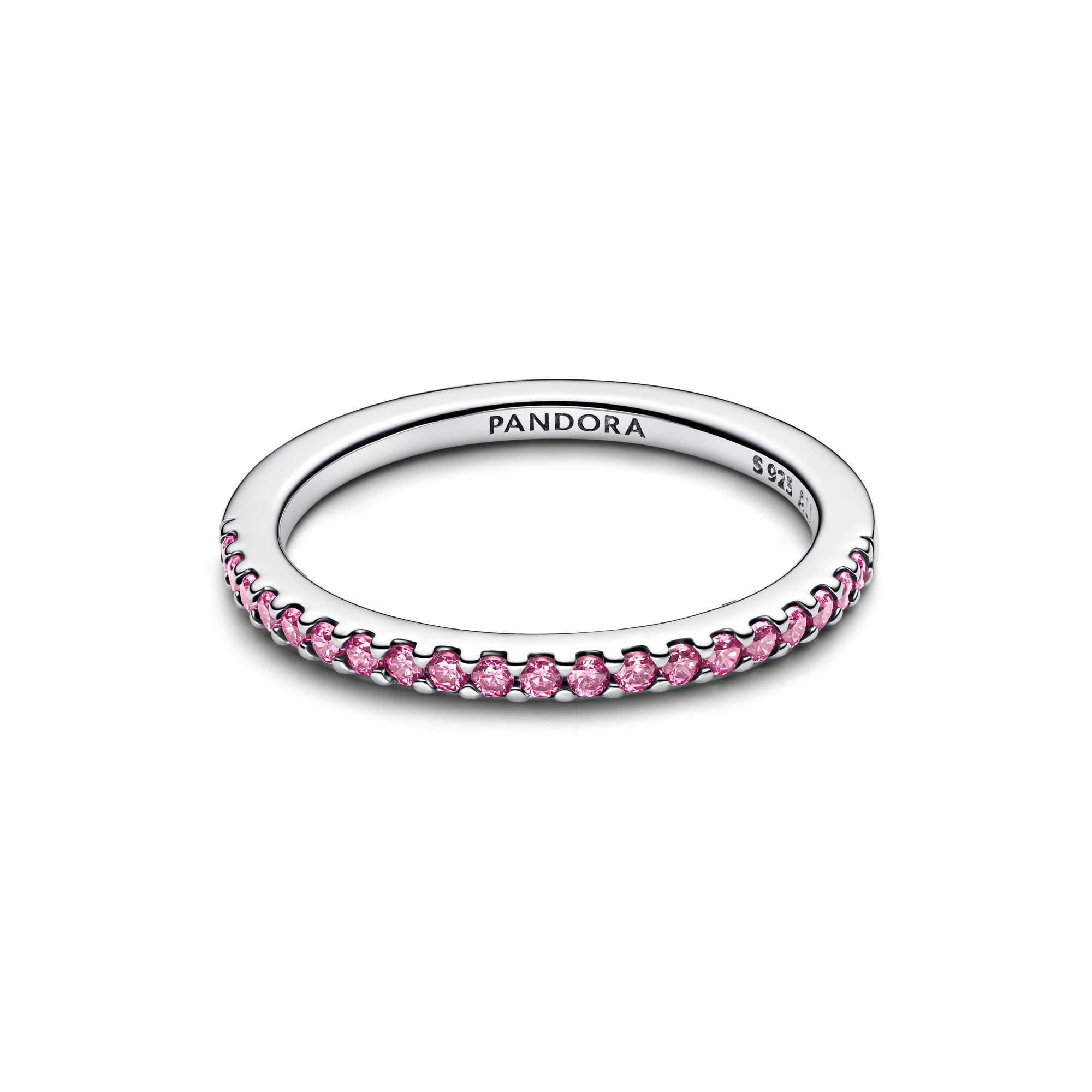 Pandora Funkelnder Pavé Band Ring - Silber - Zirkonia - Pink – Ansicht 2