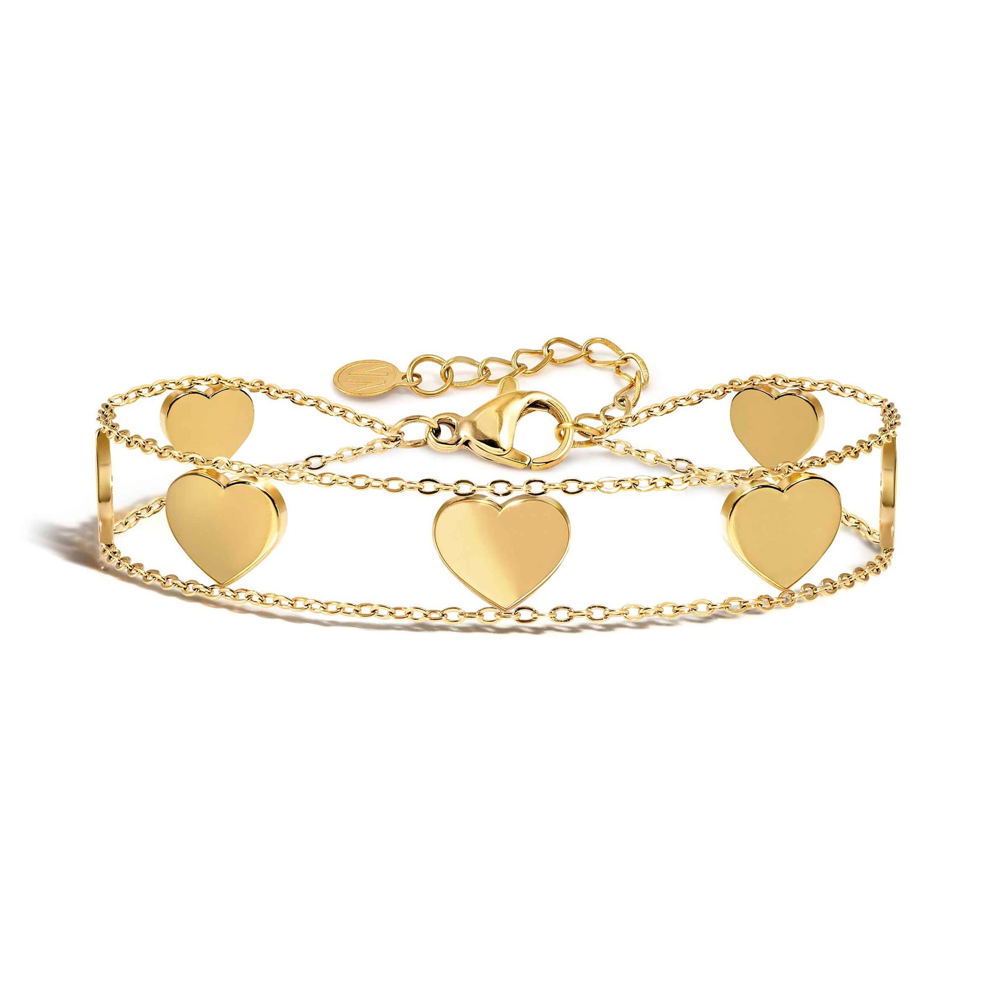 Nomination RITMATIKA Armband - doppelt aus - mit Schmucksymbolen verziert – Herzen goldfarben – Ansicht 2