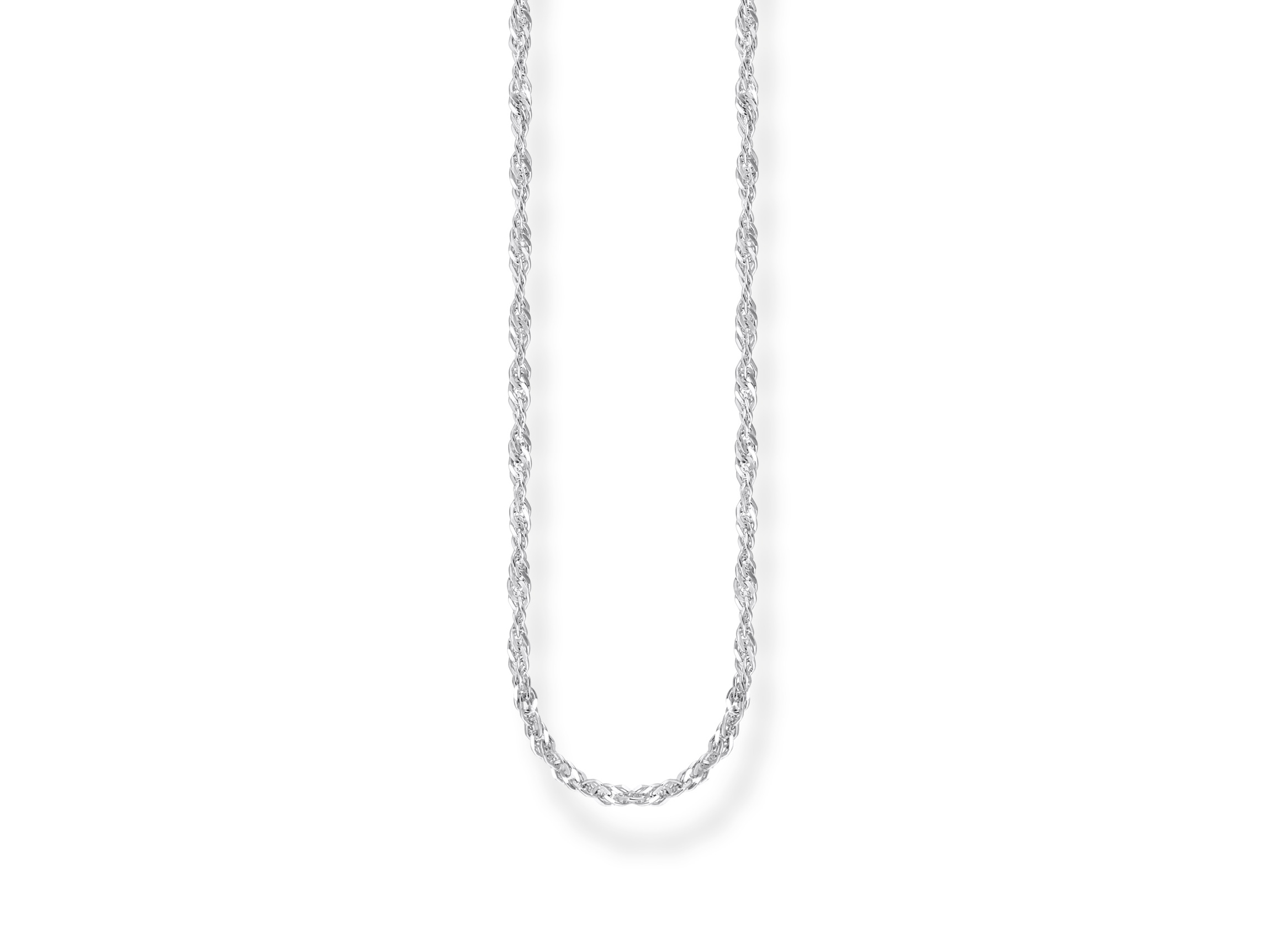 Silberne Kette von Thomas Sabo mit einer Länge von 40 bis 45 cm, geflochtenes Design, elegant und zeitlos, ideal für jeden Anlass, Neuheiten im Onlineshop.