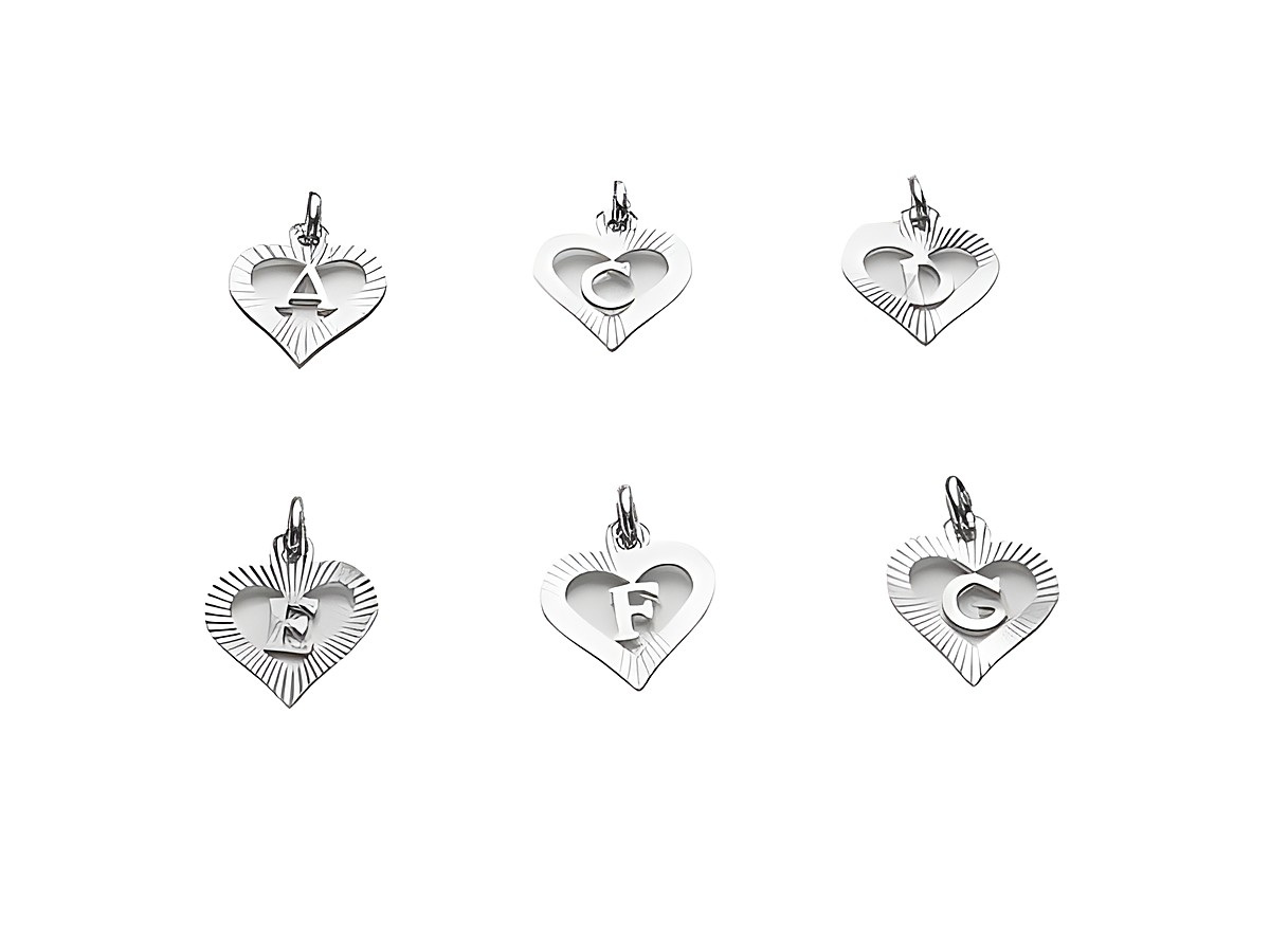 D-925 Sterling Silber Anhänger Buchstabe Herz mit dem Buchstaben D, stilvolles Design von Juwelier Harnisch, ideal für persönliche Schmuckstücke.