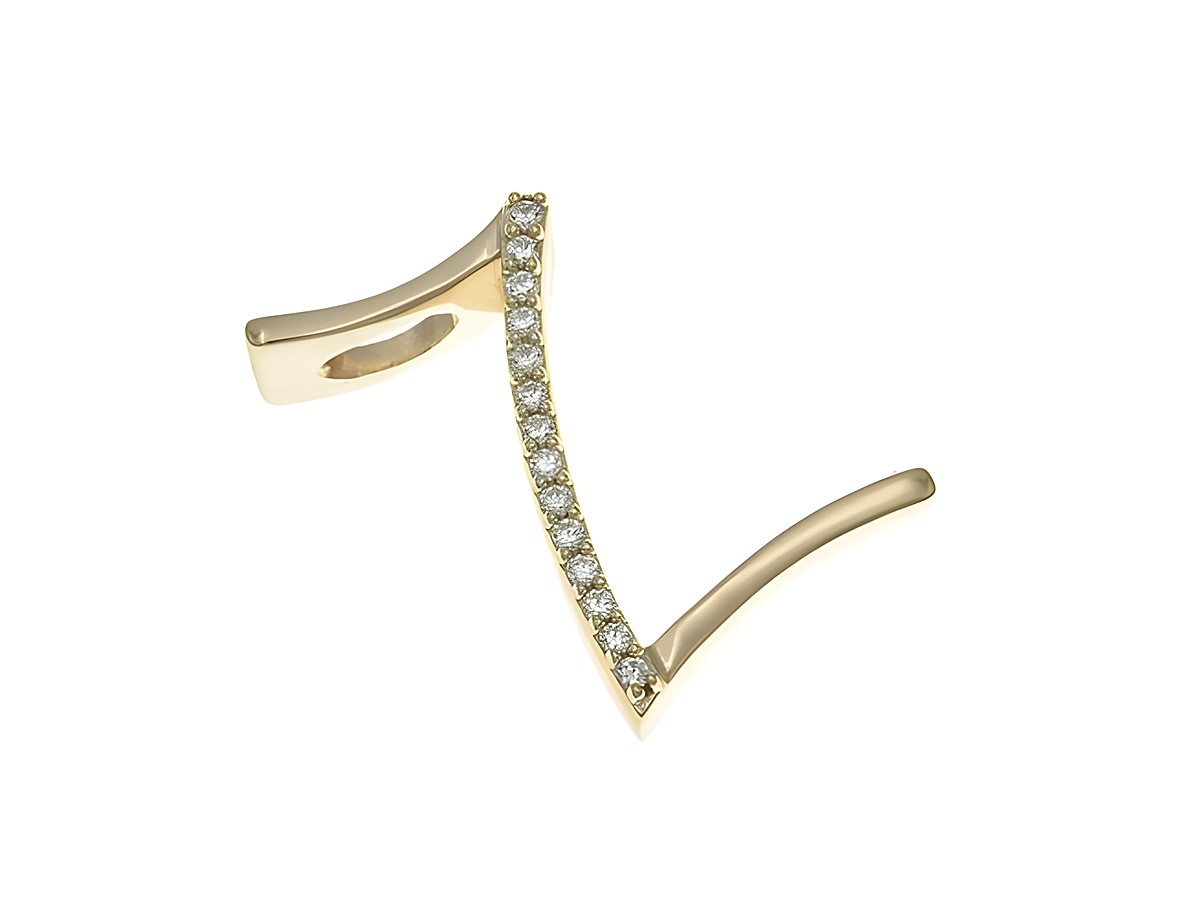 Anhänger aus Sterling Silber in Form des Buchstabens Z, poliert und vergoldet in Roségold, mit Zirkonia-Steinen verziert. Hersteller Juwelier Harnisch.