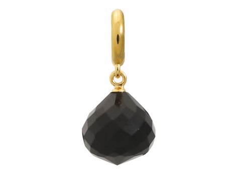 Schwarzer Kristall Anhänger von Endless und J.Lo, versehen mit einer goldfarbenen Öse. Elegantes Design für individuellen Schmuck, ideal als charm für Armbänder oder Ketten.
