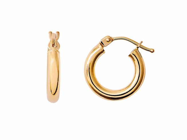 Gelbgold 585 Creolen von Xenox, poliert, in elegantem Design, idealer Echt Gold Ohrschmuck für jeden Anlass, glänzende Oberfläche verleiht einen hochwertigen Look.