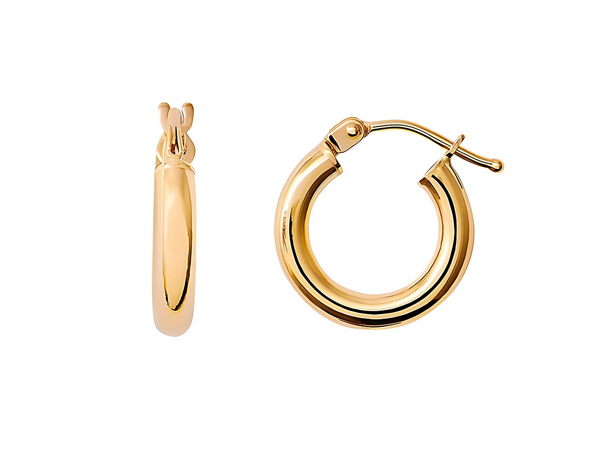 Gelbgold 585 Creolen von Xenox, poliert, in elegantem Design, idealer Echt Gold Ohrschmuck für jeden Anlass, glänzende Oberfläche verleiht einen hochwertigen Look.