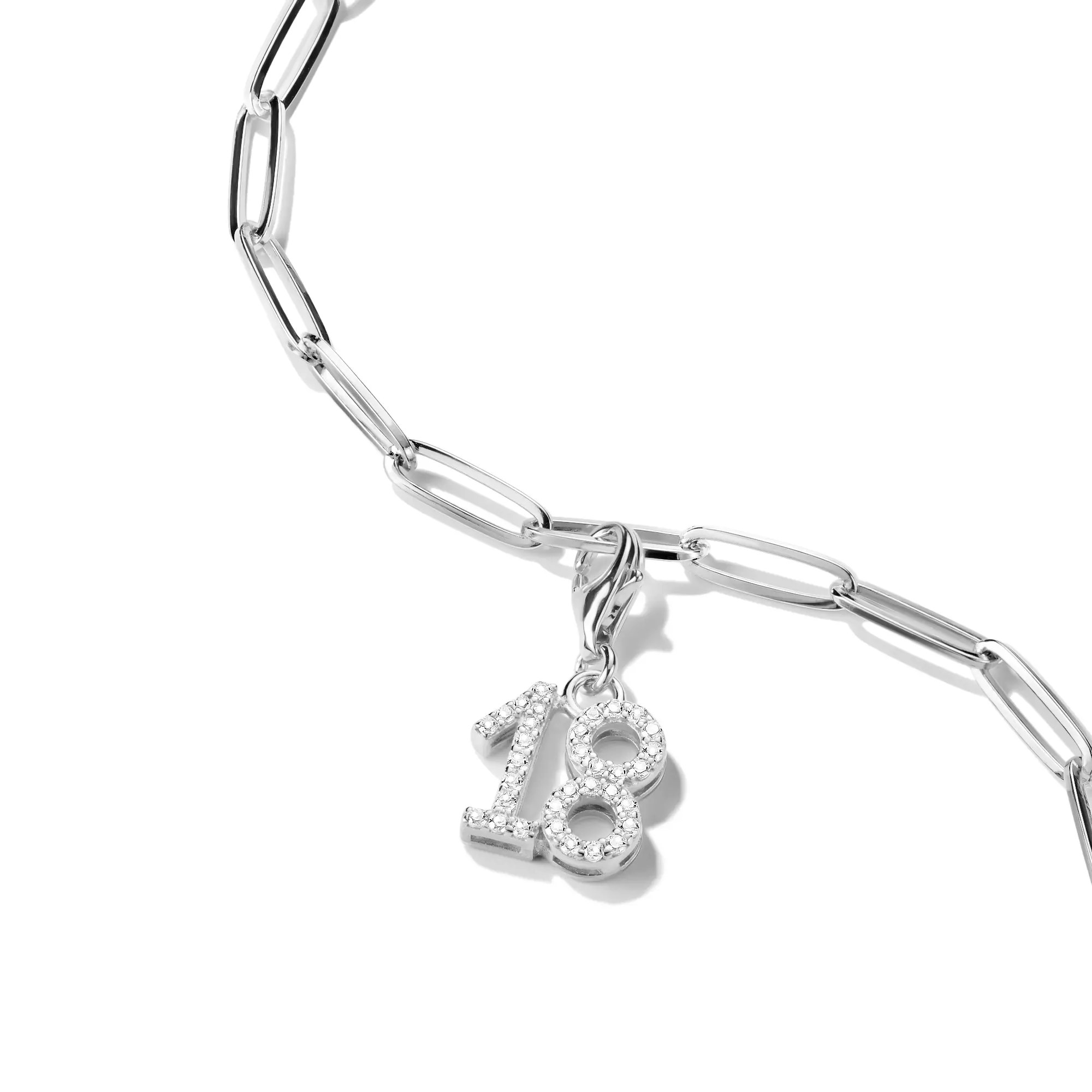 Thomas Sabo Charm-Anhänger - Zahl 18 - Silber & Zirkonia – Ansicht 2