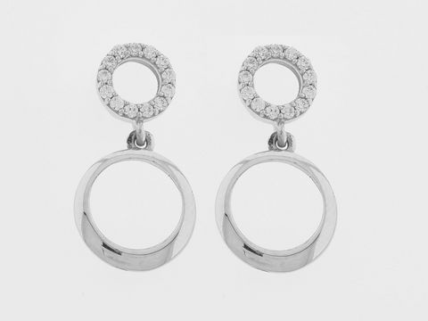 Ohrringe Silber rhod. Kreise charmant Stecker Zirkonia, Hersteller Juwelier Harnisch, Zirkonia, elegant und funkelnd, ideal für besondere Anlässe und alltäglichen Stil.