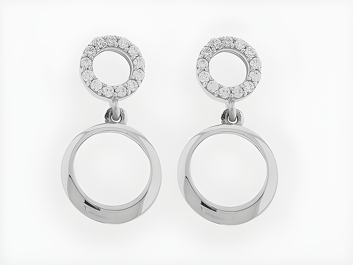 Ohrringe Silber rhod. Kreise charmant Stecker Zirkonia, Hersteller Juwelier Harnisch, Zirkonia, elegant und funkelnd, ideal für besondere Anlässe und alltäglichen Stil.