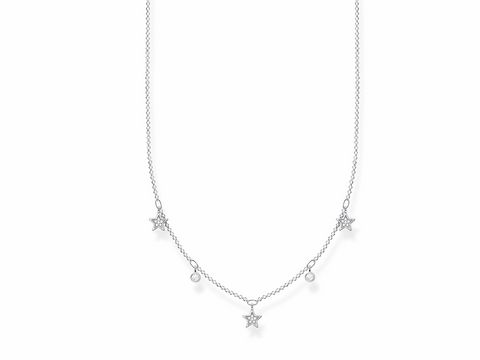 Thomas Sabo Charming Collection KE2075-051-14-L45v Kette in Silber mit kosmischem Look, verziert mit klaren Zirkonia und Sternen, verstellbare Länge von 40 bis 45 cm.