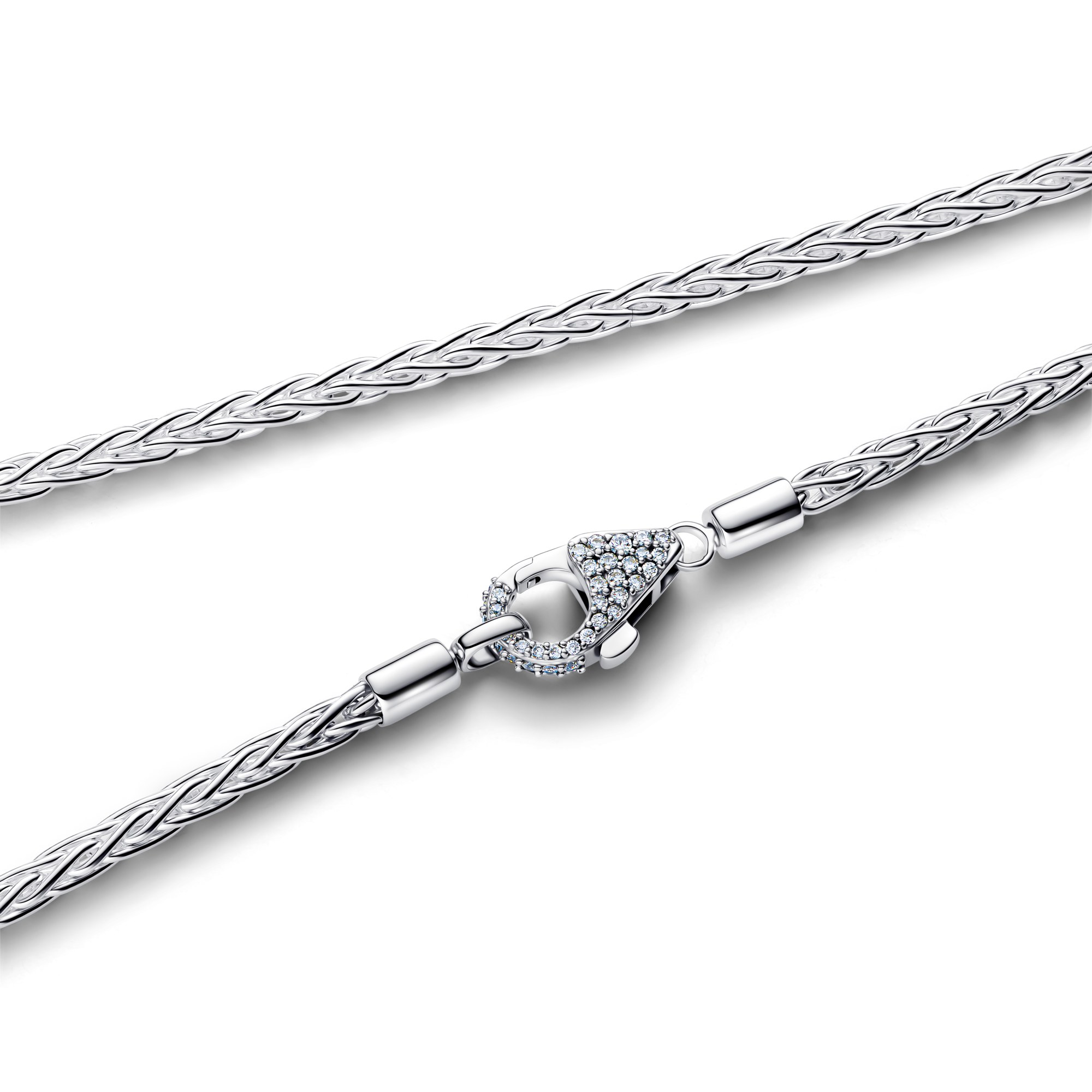 Pandora Fuchsschwanz-Charm-Halskette mit Pavé-Verschluss - Sterling Silber - Zirkonia - 45 cm – Ansicht 2