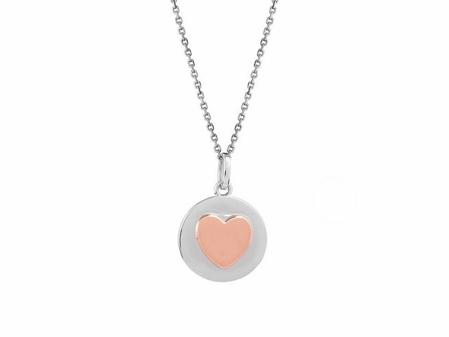 Xenox Sterling Silber Kette XS3482RK in Roségold Verg mit Herzanhänger an einer feinen Ankerkette, für den modischen und romantischen Akzent, Länge 40-45 cm, ideal für jeden Anlass.