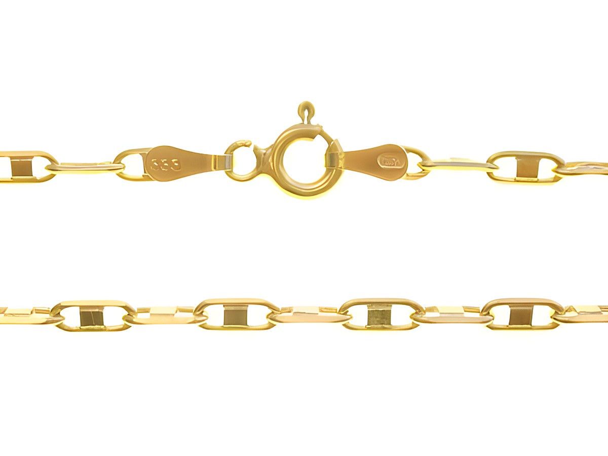 Kästchenpanzerkette aus Gold 333, 41 cm lang und 2,3 mm breit, Hersteller Juwelier Harnisch, mit Karabinerverschluss. Elegantes Schmuckstück, perfekt für jeden Anlass.
