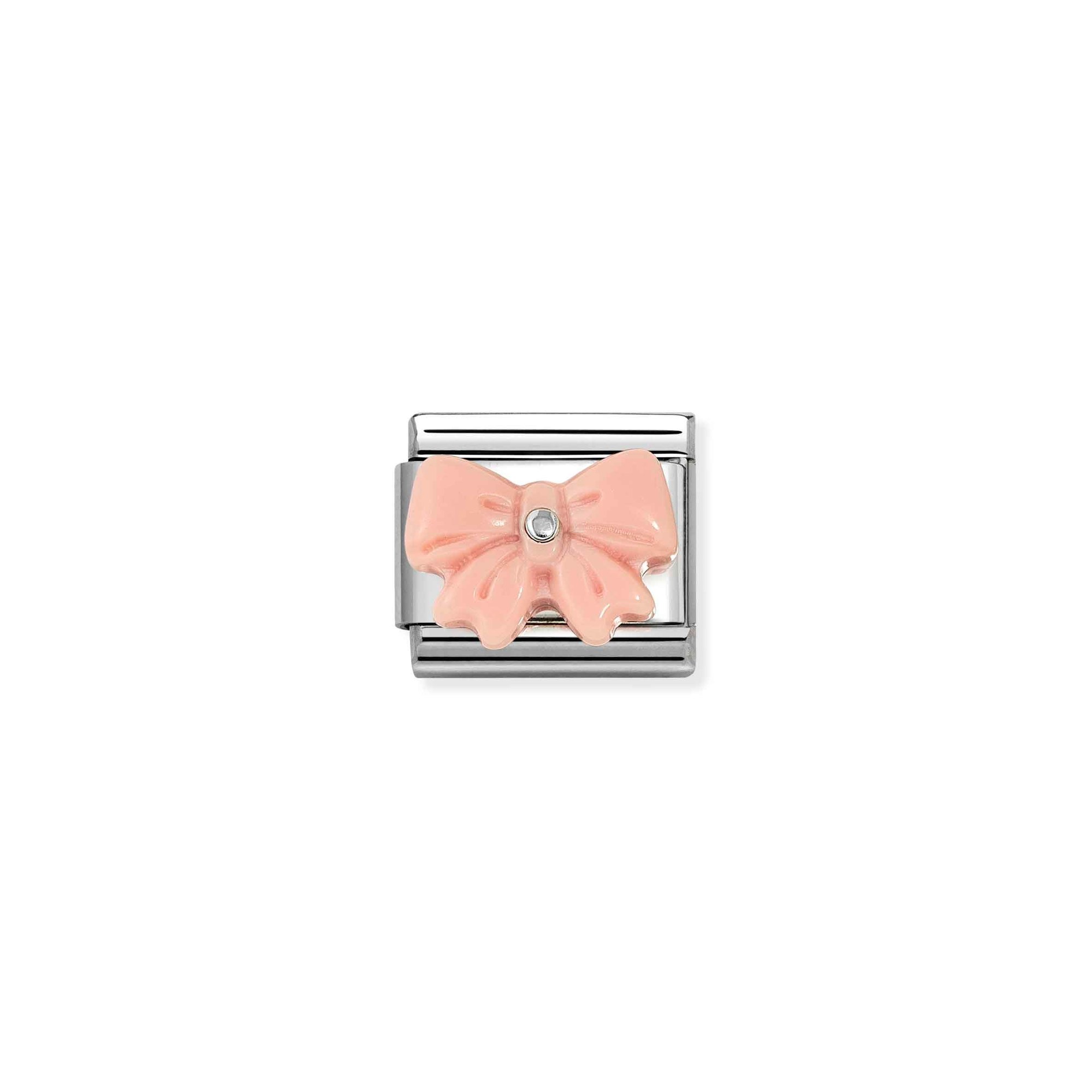 Nomination Sterling Silber - Schleife - Harz + Rosa Element - Classic Silber – Ansicht 2