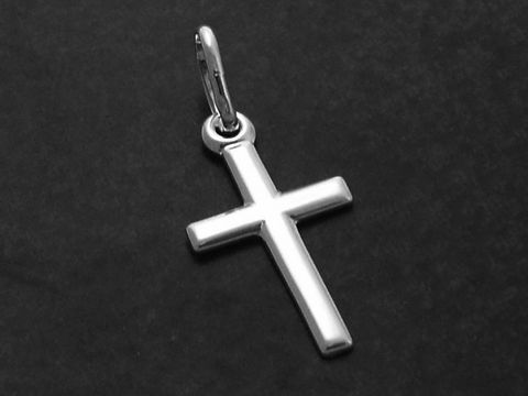 Kreuz Anhänger aus Sterling Silber, schlicht und elegant, hergestellt von Juwelier Harnisch, ideal als dezentes Schmuckstück.