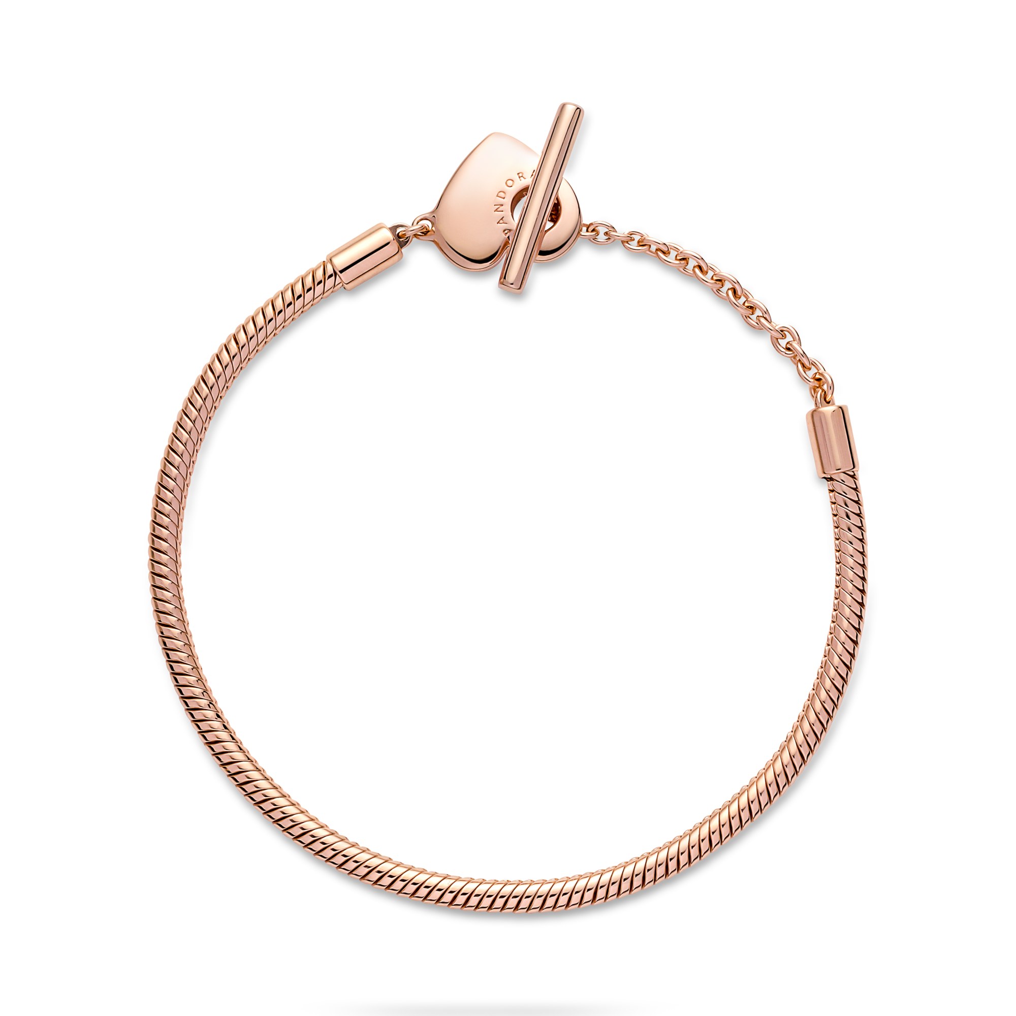 Pandora Armband - Schlangenkette Armband - Herz T Verschluß - Roségold Vergoldung – Ansicht 3