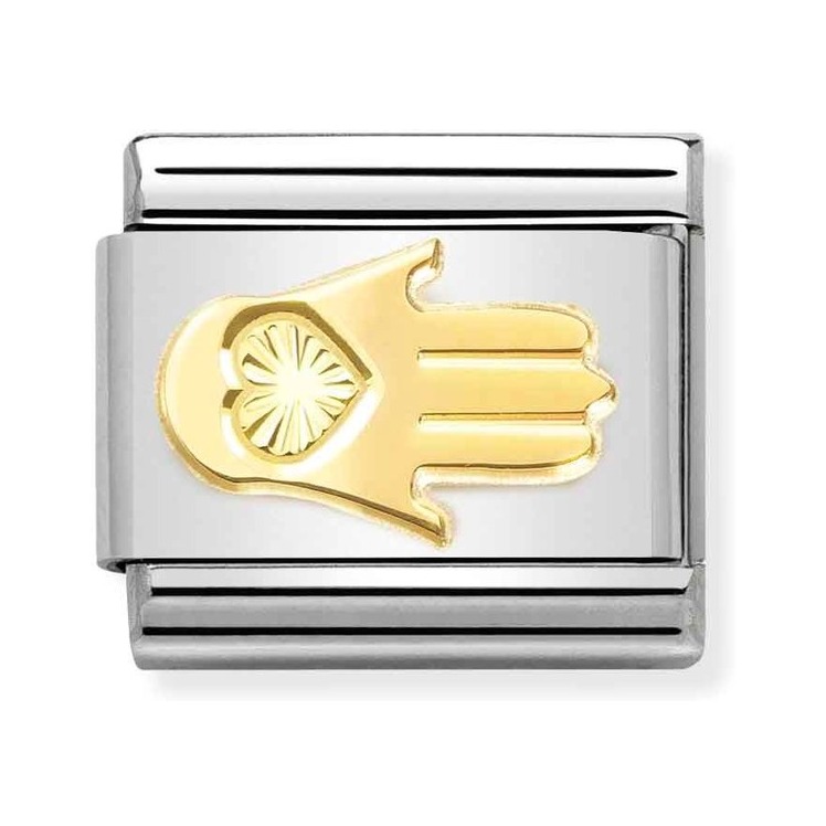 Nomination Composable Classic Charm Hand - Edelstahl, Gold 750 Gelbgold, diamantiert