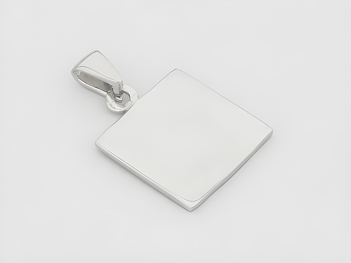 Gravur Platte Quadrat aus Sterling Silber, Hersteller Juwelier Harnisch, schlichtes Design, ideal zum Personalisieren. Ein elegantes Schmuckstück für jeden Anlass.